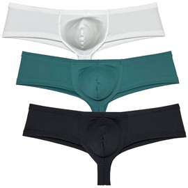 JAXFSTK Mens Half Back Coverage Skimpy Briefs Athletic Underwear Brazilian Bikini Boxer Briefs Skin Feel Micro Fabric Underpants 3-Pack(BMH) M