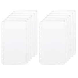 SOFPLATE 12 Sheets A6 Binder Dividers Plastic 6 Hole Binder Pockets Clear PVC Rectangle Zipless Folders Loose Leaf Filling Document Protector Bags for Notebook Planner Cash Stuffing Envelopes Supplies