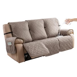 Genina Waterproof Couch Cover for Reclining Couch 3 Seater Non-Slip, Washable Recliner Sofa Covers for 3 Cushion Couch, Furniture Covers Couch Protector for Dogs Pets Kids (Taupe, Recliner Sofa)