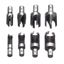 Ruibapa 8 PCS Wood Plug Cutter Drill Bit Set 5/8" 1/2" 3/8" 1/4 "(6 mm 10 mm 13 mm 16mm) Straight and Tapered Taper Woodworking Cutting Tool Drill Bit