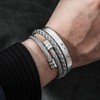 FASHGOOD 3PCS Stainless Steel Bracelets for Men - Silver Roman