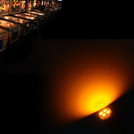 PA LED 10PCS #555 T10 4SMD LED Pinball Machine Light Bulb Yellow(Orange/Amber)-6.3V