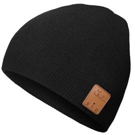 Rotibox Wireless Bluetooth Beanie Hat with Headphone Headset Music Audio Cap for Women Men Free Outdoor Sports - Black