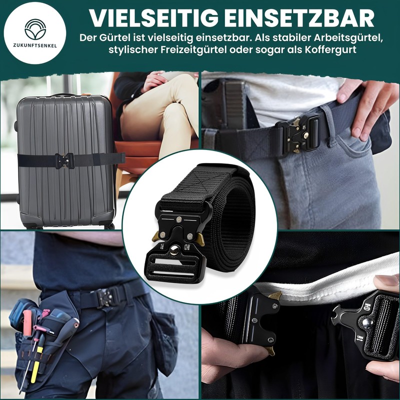 Zukunftsenkel Tactical Belt Men's Black Military Quick Release Extra Length