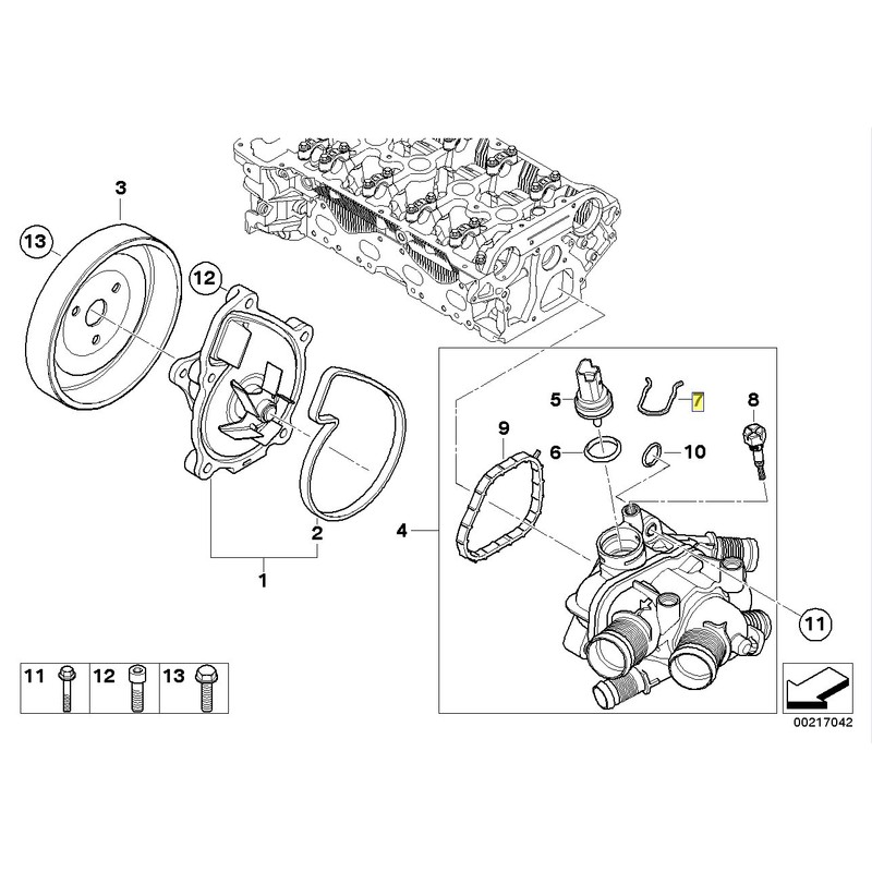 MINI R55 R56 R57 Coolant Temperature Sensor Spring Clip 11537547825