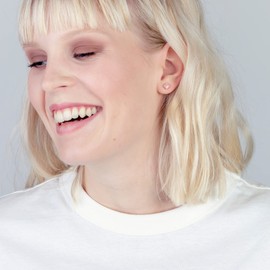 ALEXASCHA® Tiny Ceramic Square Stud Earrings • Nickel-Free Stud for Second Ear Hole • Sustainable Gift for Minimalist Indoors • Stone - 5 mm x 5 mm x 3 mm, Stainless Steel Ceramic