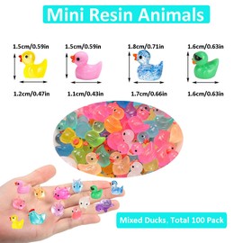 Garedeko Mini Ducks 100 Pack Tiny Ducks Little Ducks Small Plastic Ducks Mini Resin Animals Figures to Hide Miniature Figurines Garden Accessories Micro Statues Gifts Pink