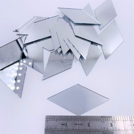 CHENRUI 3 inch (76.2 mm) Diamond Shape Mirror Mosaic Tiles Craft Mirrors 50pcs (Silver)