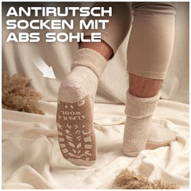 MOUNTREX® Alpaca socks, wool socks for men and women, winter socks, warm house socks, thermal socks, thick, 2 pairs, Blue/Jeans - Thermal with ABS, 35 - 38