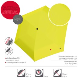 Knirps Ultra U.200 Medium Duomatic Pocket Umbrella - Automatic Open/Close - Storm Resistant - Windproof, yellow, Modern