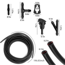 NVTRSD 5 m Windscreen Washer Hose, Wiper Water Hose, 16 Pieces Hose Connector, Hose, Windscreen Washer, Automotive Hose, Hose Connector for Windscreen Washer System (Black)