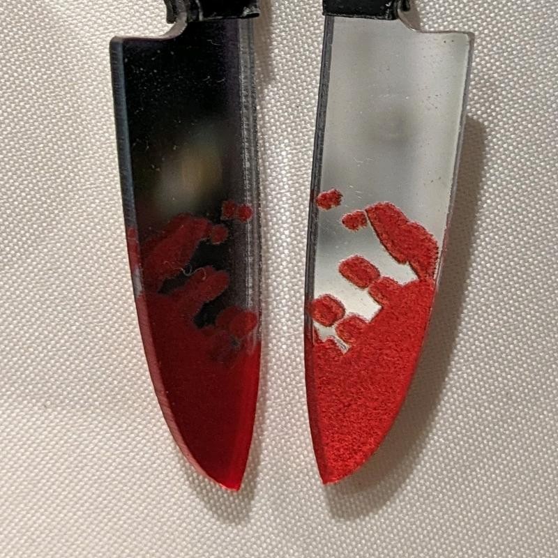 Chucky doll and knife earring set - Color: butcher knife