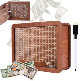 Cash Vault Wooden Savings Box, Countdown Money Saving Box Savings Challenge Box with Money Target and Numbers, Coin Bank Money Box Piggy Bank Cash Saver for Boys Girls ($3000)