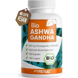 BIO Ashwagandha Capsules 180x with KSM-66 Organic Ashwagandha - 600 mg Ashwagandha Root Extract in Organic Quality - No Unwanted Additives - Laboratory Tested with Certificate - Supply for 3 Months