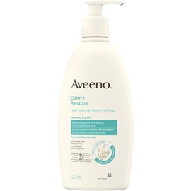 Aveeno Calm + Restore Body Wash, Anti Oxidant Oat, Aloe, Pro-Vitamin B5, Sensitive Dry Skin Care, Fragrance Free, 532-mL