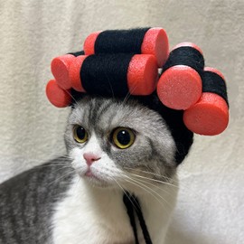 Funny Dog Cat Cosplay Wig, Perm Styling Dog Headwear,Wigs for Small Medium Dogs and Cats