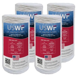25 Micron 10 Inch x 4.5 Inch | 4-Pack String-Wound Polypropylene Whole House Sediment Replacement Cartridge | Compatible with Pentek WP25BB97P, Culligan CW25-BBS | Made in the USA, US Water Filters