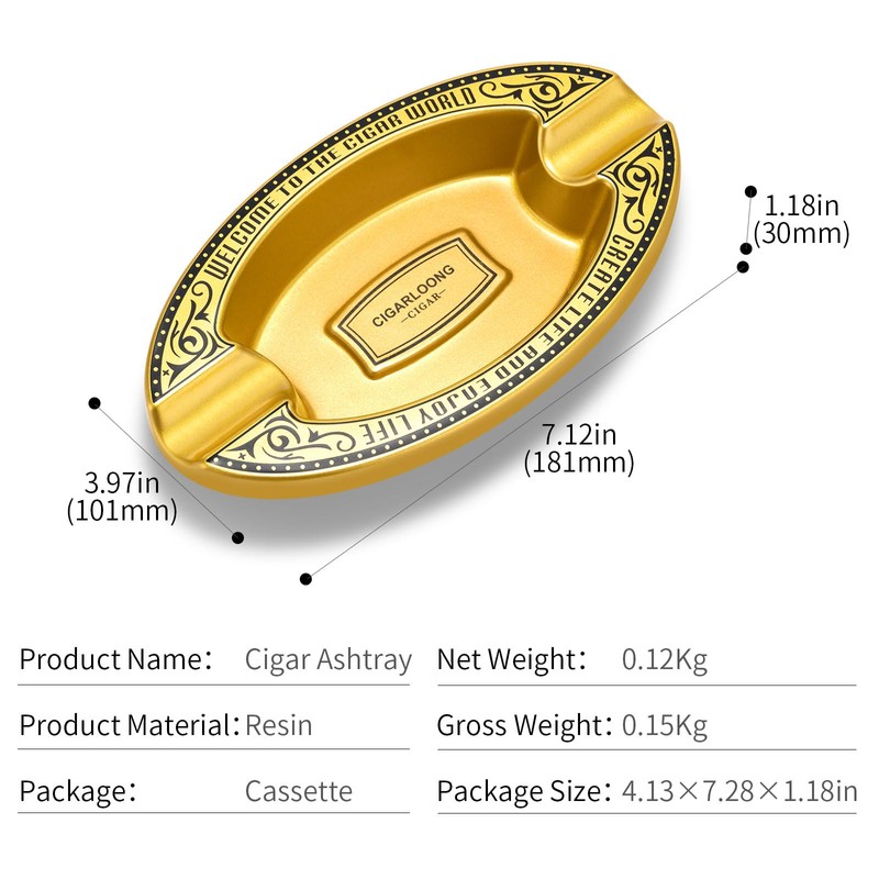 CIGARLOONG Cigar Ashtray Resin Desktop Cigar Holder with 2 Slots