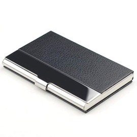 SENRISE Business Name Card Holder Luxury PU Leather & Stainless Steel Multi Card Case Waterproof, Wallet Credit Card ID Case/Holder for Men & Women