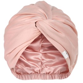 YANIBEST Satin Lined Hair Bonnet for Sleeping, Silk Turban, Hair Wrap Chemo Headwear for Women Natural Curly Hair, Pink