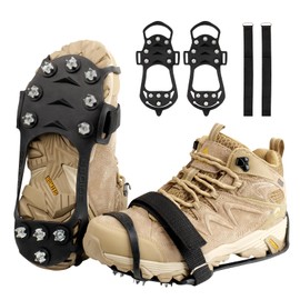 Yanbaozi Crampons, shoe spikes, shoe claws, with 11 stainless steel teeth spike for shoes, winter, ice spikes, snow chains, shoes, spike Grödel for mountain shoes
