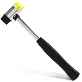 Small Double Faced Hammer for DIY and Crafters - 25mm Non Marring Rubber Mallet Hammer, Stainless Steel Ergonomic Handle, Durable and Long-Lasting, Good for Flooring, Tiling and Woodworking