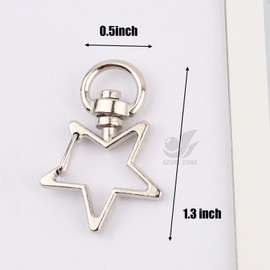 Azure Zone, 50 Pack Silver Star Clasp Metal Keychains Swivel Lobster Star Shape Claw Snap Hooks with Bracelet Necklace Keychains for Jewelry Making DIY Supplies