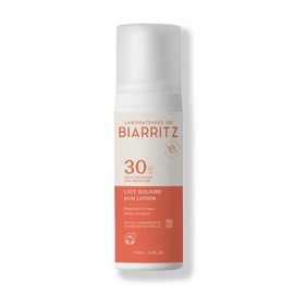 Laboratoires de Biarritz - Sun Lotion SPF30 Organic Certified - Face and Body - Light and Creamy Texture - 100 ml - Made in France