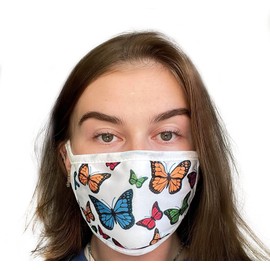 Komonee Adults Face Mask Washable Reusable Trendy Dustproof Multicolour Butterfly Butterflies Cloth Mouth Cover Covering For Boys Girls Outdoors Indoors Childrens School Protection