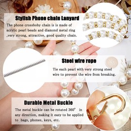 Turkalla Phone Crossbody Chain Cell Phone Lanyard,Universal Leather+Metal Shouder Strap with Phone Tether Patches (K)