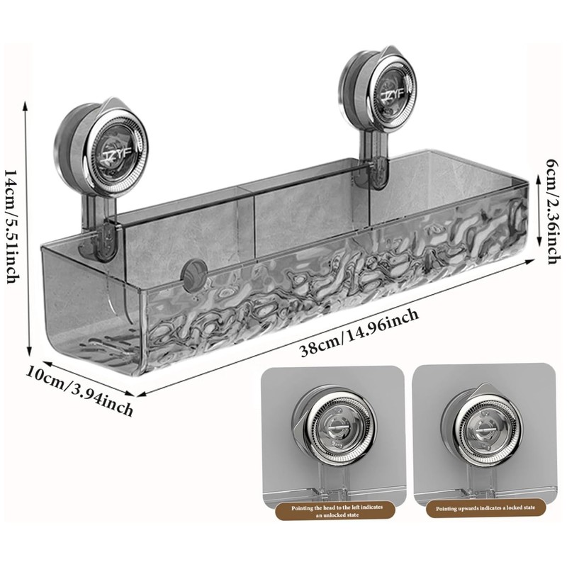 BOBOZHONG Suction Cup Storage Stand, Rectangular Storage Shelf, Bathroom Storage