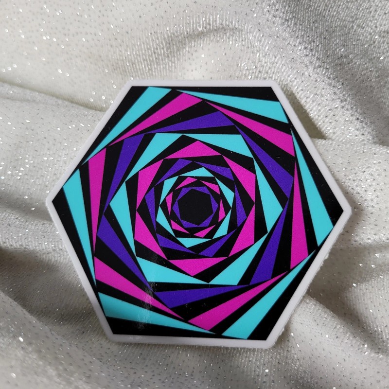 Moonlight Jade STKR083 Twisted Hexagon Black Aqua Magenta Purple Twists