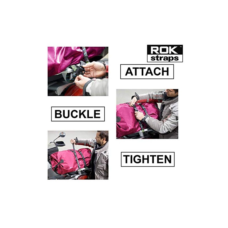 ROK Straps Motorcycle Adjustable Luggage Strap - Black/Blue/Green - 16mm