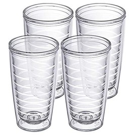 Homestead Choice - Vasos aislados de plástico de 16 onzas que mantienen las bebidas frías y calientes, paquete de 4 vasos de doble pared aislados tran
