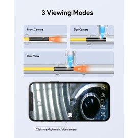 DEPSTECH Dual Lens Wireless Endoscope, 1080P Scope Snake Camera with 7 LED Lights,0.31In Lens Video HD Inspection Camera,IP67 Waterproof Borescope,16.5FT Cable for Android & iOS Phone or Tablet-Yellow
