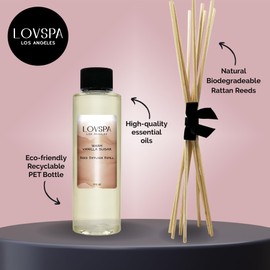 LOVSPA Warm Vanilla Sugar Diffuser Oil - Luxury Essential Oils for Diffuser Refill & Air Freshener Room Spray - Long-Lasting & Natural Home Fragrance, Scented Oil for Diffusers, USA Made, 4oz