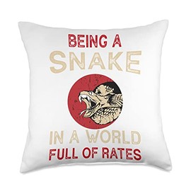 Snake, Terrarium, Funny Snake Lovers World Full Of Rats, funny Snake Throw Pillow, 18x18, Multicolor