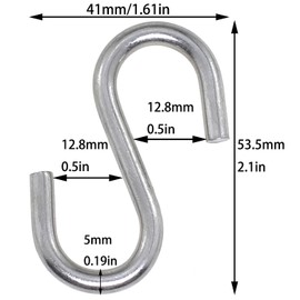 Bxian 10PCS 2.2 Inch Silver 304 Stainless Steel S Shaped Hook Metal Hook Chain Hardware Coat Hook for Hanging Hammocks Flower Pot Swings