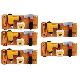 PUREPET Dog Toy Pack 4 Tools in One Set Crinkle Squeak Fetch and Fix Fun Hammer Measuring Tape Drill and Level (5 Sets of Toys)