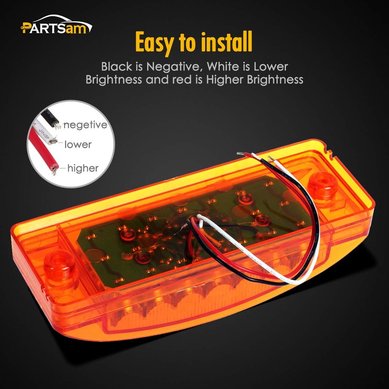 Partsam 10x 6 Rectangle Amber Led Side Marker and Clearance