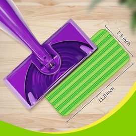 12 inch Mop Pads Refills, 4 Pack Microfiber Reusable Replacement Flat Replacements Heads for Wet Dry Floor Cleaning, Green Cloth