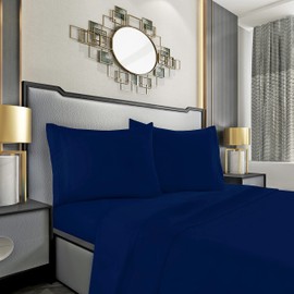 Mocassi Twin Sheet Set - Luxury Hotel 1800 Premier Bedding Sheets & Pillowcases - Ultra Soft Breathable & Cooling Bed Sheets - Deep Pocket - Wrinkle Resistant - 4 Piece Set - Twin, Navy Blue