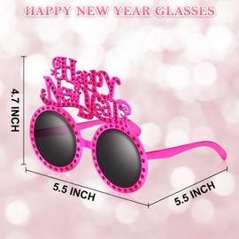 Leetous Happy New Year Glasses 2025 Plastic - 4 Pack, New Years Eve NYE Party Favors Supplies Decorations Accessories, Holiday Eyewear Sunglasses Photo Booth Props Gifts