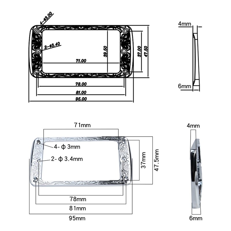 OVSAL 2 PCS Metal Humbucker Pickup Ring for Neck and