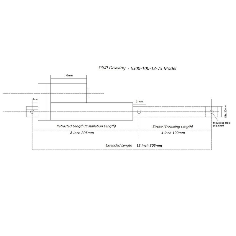 SOViK Actuador lineal de carrera de 12 V CC de