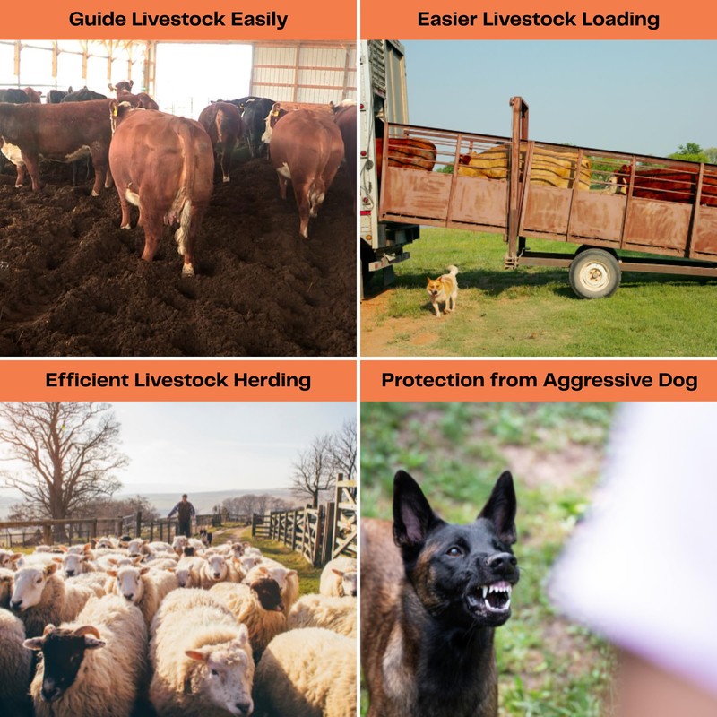 Cattle Prod, Rechargeable Electric Livestock Prod with 2 LED Lights,