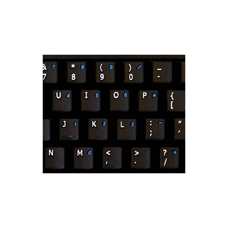 English US Non-Transparent Keyboard Labels Layout with Additional Keys Black
