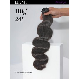 LUVME Invisible Clip in Hair Extensions Body Wave Real Human Hair, Remy Hair Clip ins for Women, Natural Human Hair, 18 inch 110g 7Pcs, Natural Black