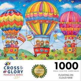 Cross & Glory - Rompecabezas de 1000 piezas para adultos y niños a partir de 12 años | Imagen vibrante de fantasía de globo de aire caliente | Mejores rompecabezas nuevos