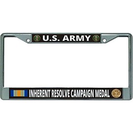 U.S. Army Inherent Resolve Campaign Medal Chrome License Plate Frame